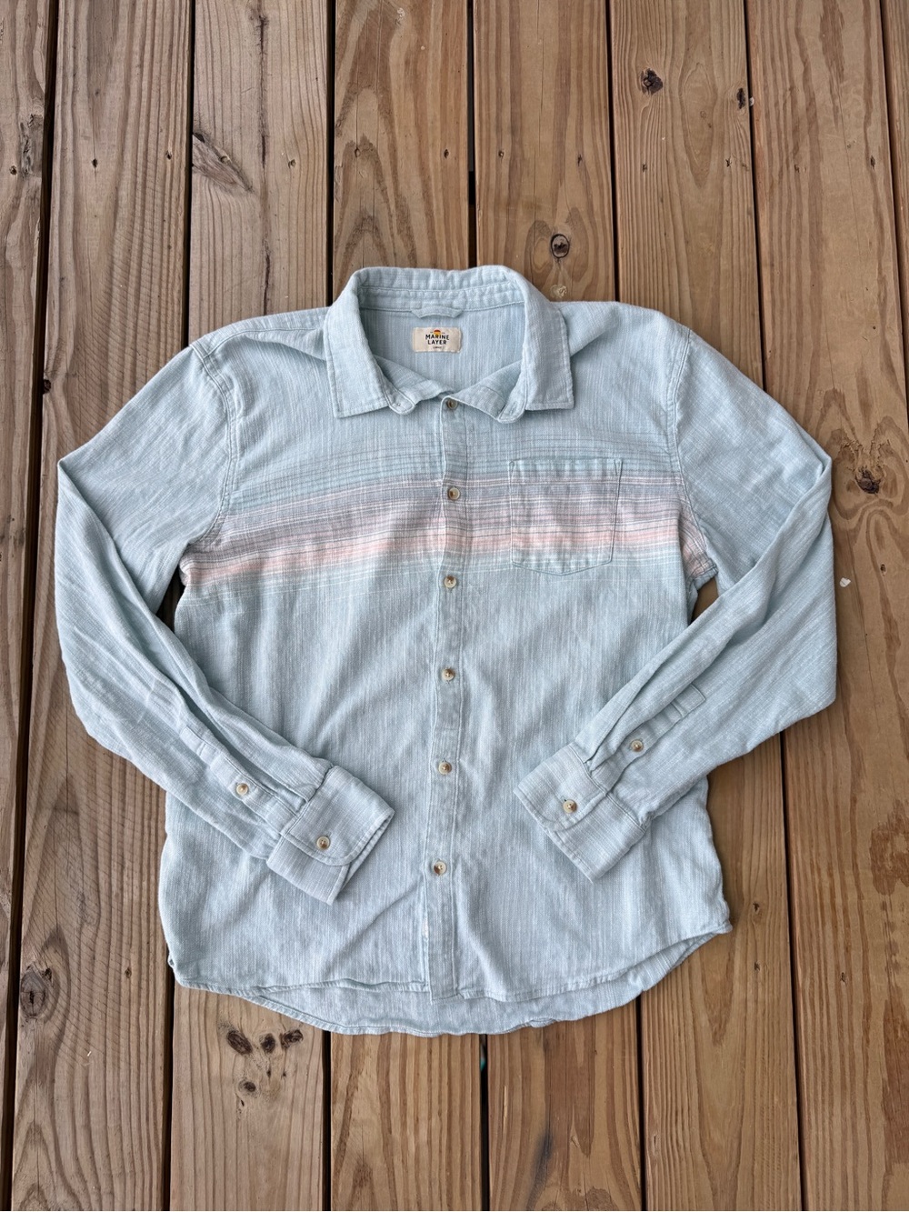 Marine Layer Classic Stretch Selvage Long Sleeve Shirt Men’s Large